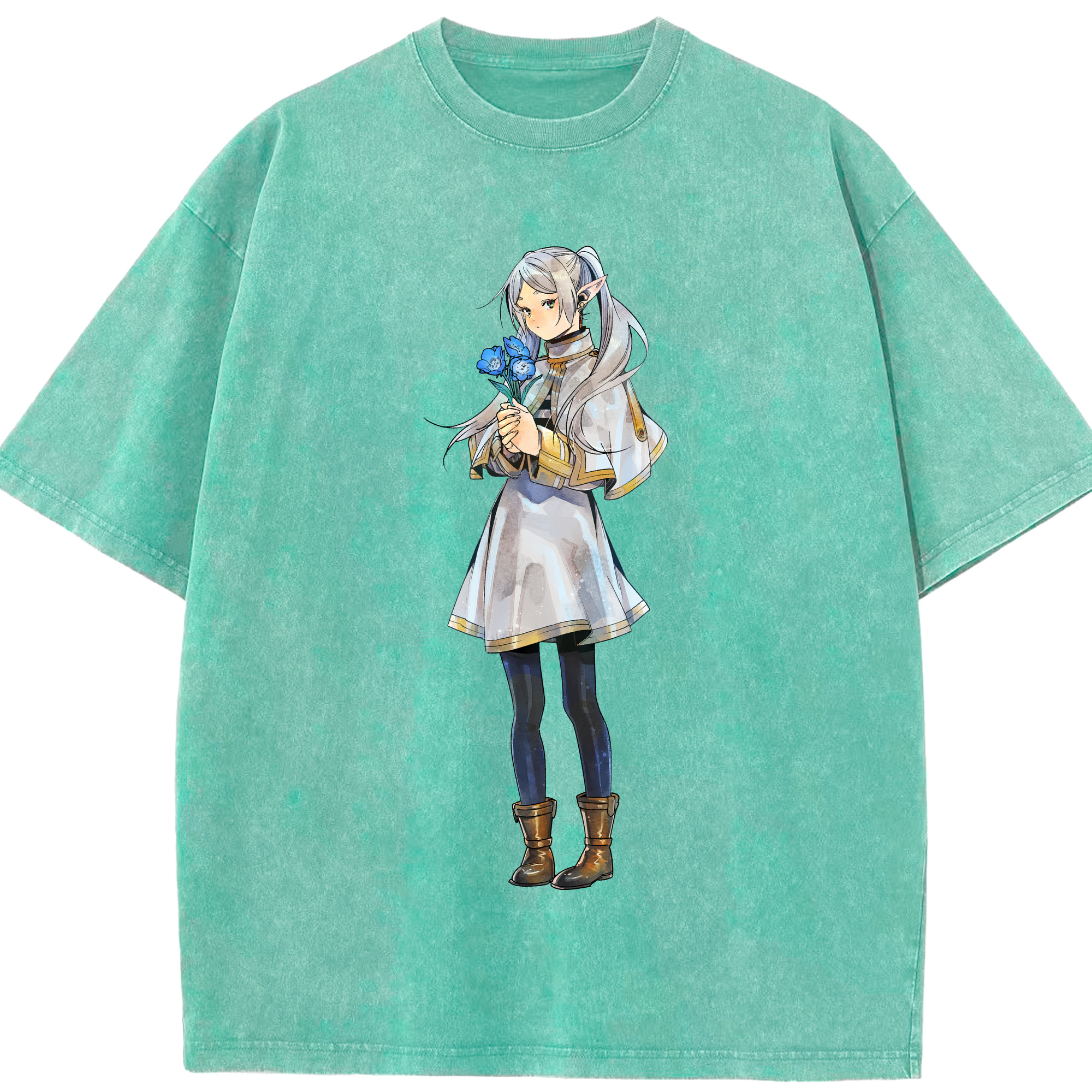 （画像用） 葬送のフリーレン Frieren 綿100% ヴィンテージ風 半袖Tシャツ（フロントプリント）